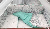 "Купон" Бортики защита в кроватку, детское постельное белье Бонна бирюза