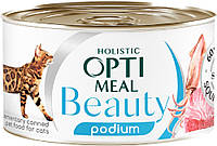 Optimeal Beauty Podium Adult Cat зі смугастим тунцем і кільцями кальмара в соусі, 70 гр