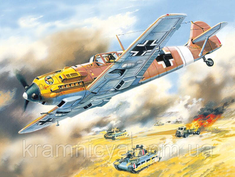 Збірна пластикова модель Німецький винищувач Месершміт BF-109 E-7/TROP, масштаб 1:72 (ICM72133)