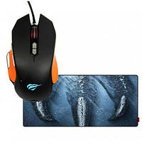 Мышь Игровой комплект ( mouse HAVIT HV-MS762 GAMING USB, black/orange + mouse pad HAVIT MP865 Gaming