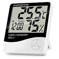 Электронный комнатный термометр гигрометр с часами Uchef HTC-1