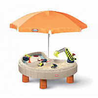 Детская песочница стол Веселое строительство с зонтиком Builders Bay Sand and Water Table Little Tikes 401N
