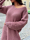 Светр - туніка плетений жіночий 5004 (42-48 універсал) кольори: молоко, пудра. зелений, jeans) СП, фото 3