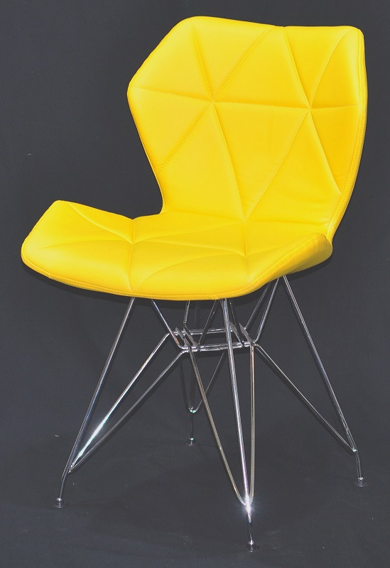 Стілець Greg CH-ML екошкіра жовтий 1006 на хромованих ніжках, дизайн Charles&Ray Eames