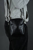 Кожаная мужская сумка Ричард, натуральная гладкая кожа, цвет черный