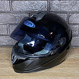 Мотошолом закритий інтеграл FXW HF-122 чорний глянець тонированное стекло, фото 2