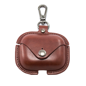 Чохол Leather Case шкіра для AirPods Pro Button Dark Brown (976) темно-коричневий