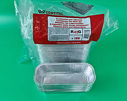 Контейнер з харчової алюмінієвої фольги прямокутний R42G в упаковці 100шт (1 пач)упаковка ємкість