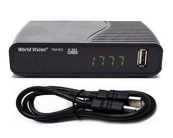 Т2 ресивер World Vision T624D3 + кабель HDMI 0.8