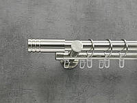 Карниз Quadrum Модуло 200 см двойной Сталь универсальный 25/19 мм гладкая/импрессионная (кольца с крючками)