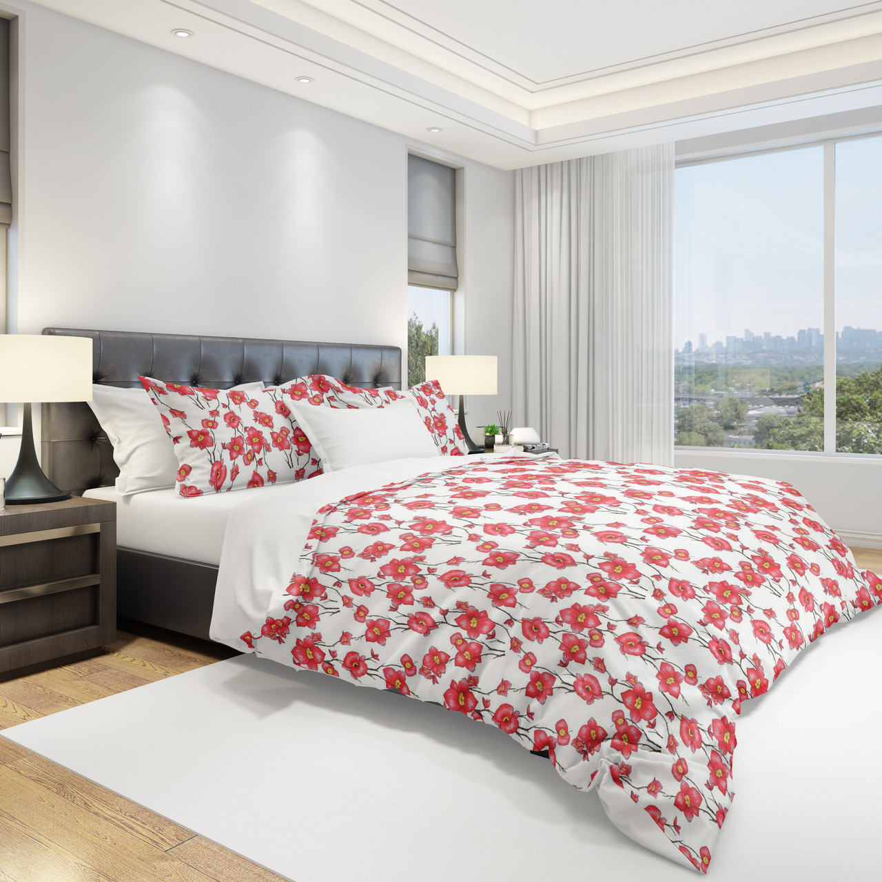 Комплект постільної білизни Бязь Голд Квіти білі полуторний, фото 1