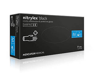Чорні рукавички нітрилові Nitrylex® PF Black, фото 1