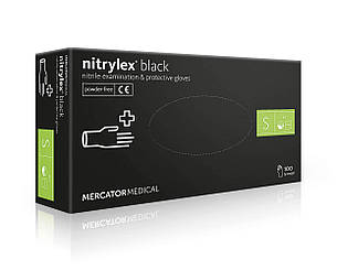 Чорні рукавички нітрилові Nitrylex® PF Black S, фото 2