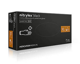 Чорні рукавички нітрилові Nitrylex® PF Black XL, фото 2