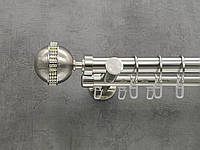 Карниз Quadrum Авея 200 см двойной Сталь универсальный 25/19 мм гладкая/импрессионная (кольца с крючками)