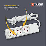 Подовжувач TECCO 4 поста із заземленням 3м (3*1.0) білий 1шт/уп, фото 5