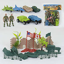 7933 Комбат набір 28 елементів, 2 винищувачі, 2 танки, човен, 2 джипи, 2 солдати, 3 прапори, аксесуари до. 7933