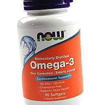 Омега 3 NOW Omega-3 Odor Controlled - Enteric Coated 90 капс гел, фото 3