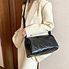 Стьобана жіноча сумка через плече, м'яка сумочка чорного кольору, AL-3772-10, фото 9