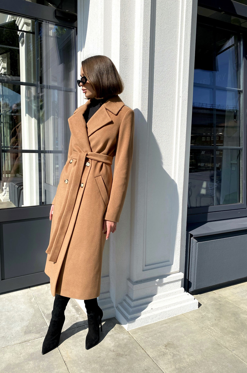 Довге жіноче пальто кольору кемел 40, 42, 44, 46, 48, 50, 52, жіноче зимове пальто з кашеміру