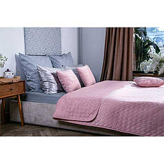 Покривало на ліжко, диван Руно Велюр рожевий 220х240 двостороннє євро
