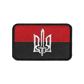 Вишитий шеврон червоно-чорний прапор ОУН УПА на липучці