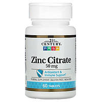 Цинк Цитрат, Zinc Citrare, 21st Century, 50 мг, 60 таблеток