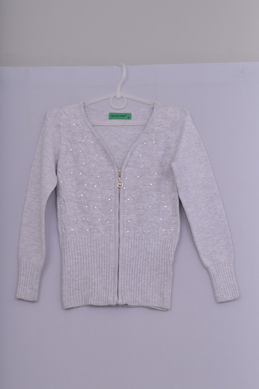 Кофта для дівчинки на блискавці Л-107 зріст 122 сіра, фото 1