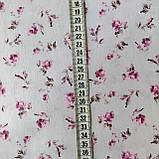 Тканина поплін 100% бавовна для печворку з бузковими квіточками на світло-сірому, ш. 160 см, фото 3