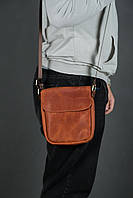 Кожаная мужская сумка Томас, натуральная Винтажная кожа, цвет коричневый, оттенок коньяк