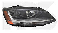 Фара права volkswagen jetta 6 (фольксваген джетта 6) 2011-2018 (Depo) LED, жовта вставка USA