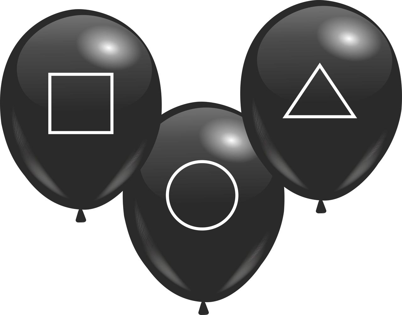 Кулі 12" Чорні з мал. "Гра в кальмара", 1 стор. 50 шт.