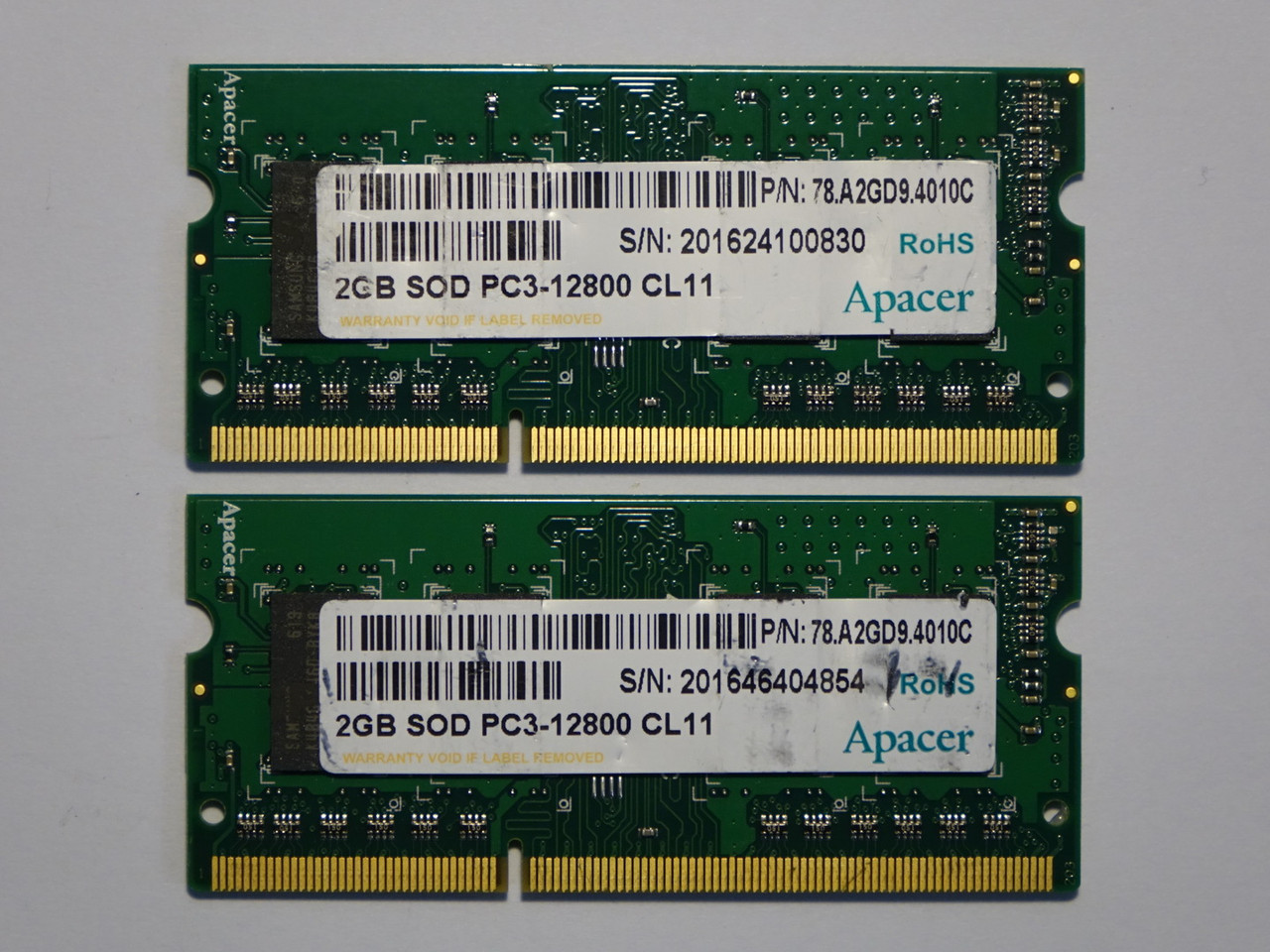 Оперативна пам'ять для ноутбука DDR3 SO-DIMM 4 GB, 2*2gb (1600MHz, PC3-12800, 1.5v, APACER) БУ