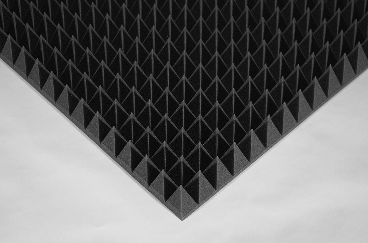 Акустическая панель Ecosound пирамида 90мм Mini,черный графит 50х50см из акустического поролона - фото 1 - id-p1497464316