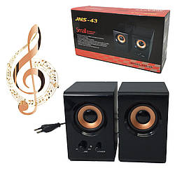 Колонки для комп'ютера дерев'яні з регулятором гучності Акустична система провідні JEDEL JNS-43 чорні