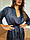 Жіночий шовковий комплект халат шорти та майка L-XL чорний, фото 6