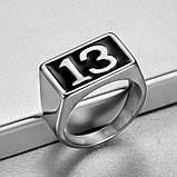 Кільце чоловіче сталеве печатка перстень FRIDAY 13 з медичної нержавіючої сталі 316L з числом 13 9, фото 4