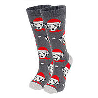 Новогодние носки женские с принтом "Далматинцы" теплые (размер 36-40)
