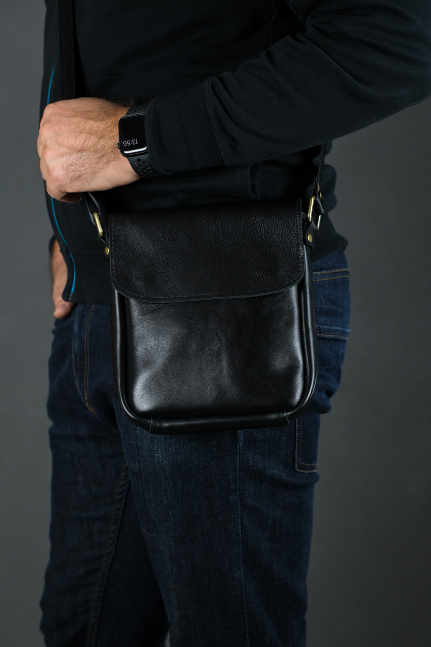 Чоловіча сумка Томас з натуральної шкіри колір Чорний