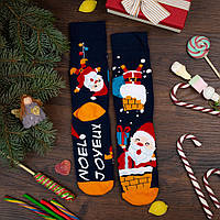 Подарочные зимние носки с новогодним принтом "Санта в трубе" (размер 36-45)