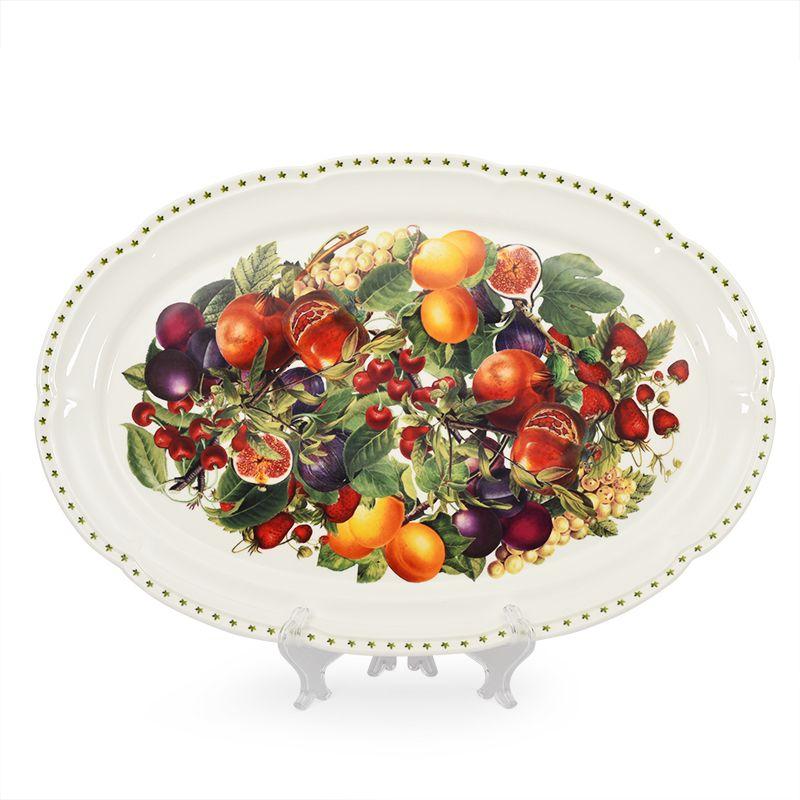 Овальне блюдо з порцеляни з багатим фруктовим візерунком Le Primizie Brandani, фото 1