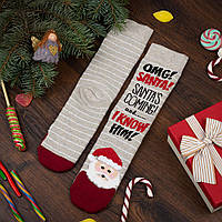 Подарочные зимние носки с новогодним принтом "Santa" (размер 36-45)