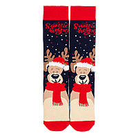 Подарочные зимние носки с новогодним принтом "Олени" (размер 36-45)