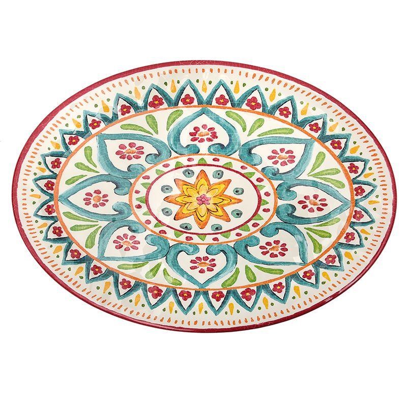 Блюдо овальне велике з різнокольоровими візерунками Maya Brandani, фото 1