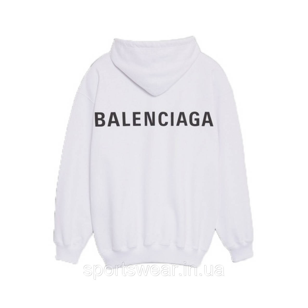 Худі Balenciaga біле з логотипом на спині Толстовка з принтом Баленсиага чоловіча, жіноча, Худі з кишенею