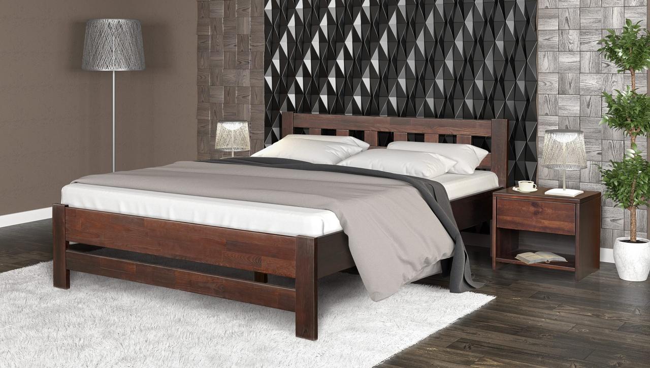 Кровать деревянная Верона с ламелями Мебель Сервис сосна, цвет орех, 1400 - фото 1 - id-p1497537569