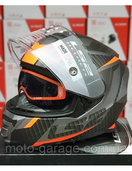 LS2 FF800 STORM RACER MATT TITANIUM FLUO ORANGE (розмір S)