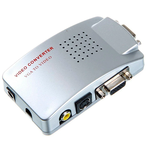 Конвертор VGA в AV (гніздо VGA → AV (гніздо RCA) + гніздо VGA (OUT)), з живленням, фото 1