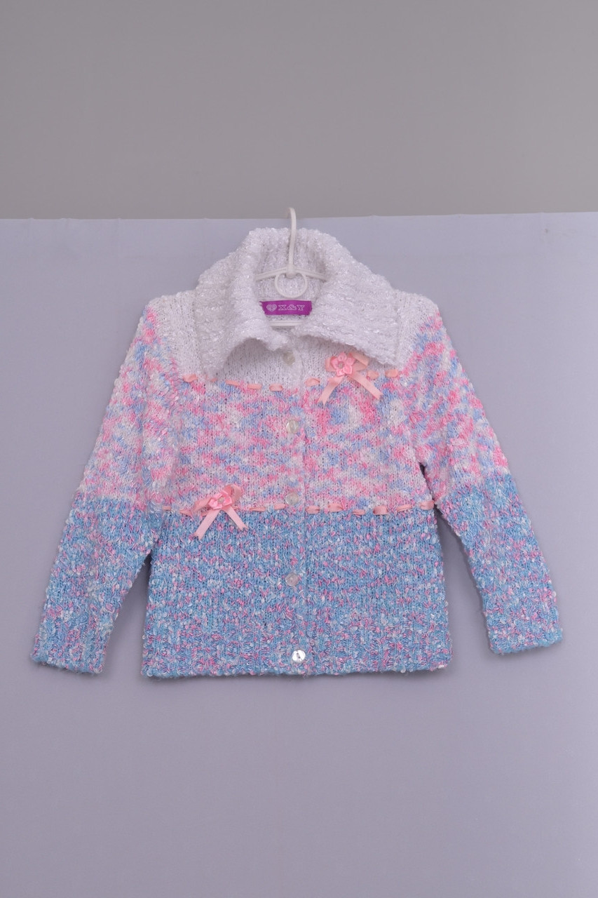 Кофта для дівчинки на гудзиках Л-124 ріст 116 рожева з голубим, фото 1