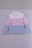 Кофта для дівчинки на гудзиках Л-124 ріст 116 рожева з голубим, фото 2